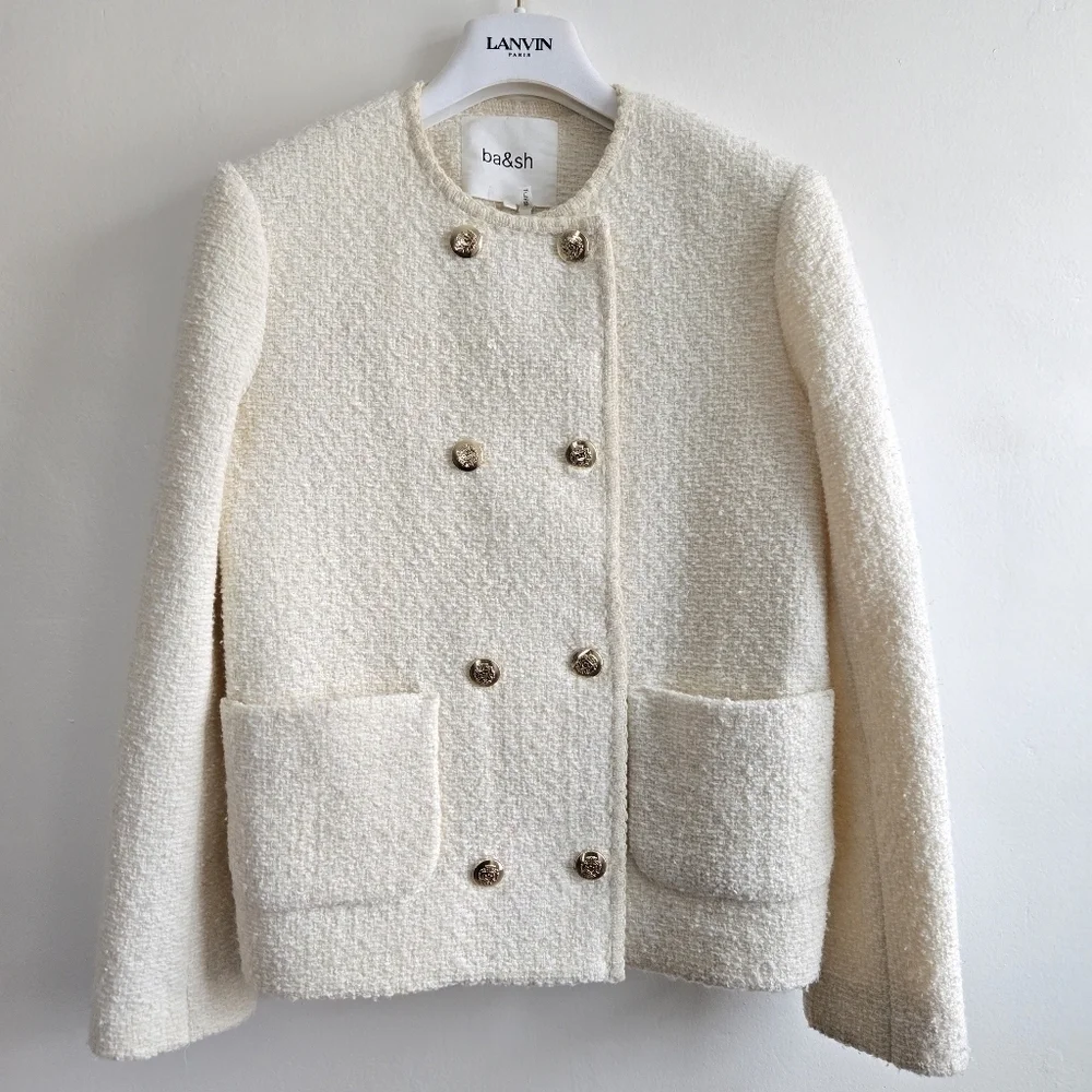 New Ba&sh Joe Tweed Ecru Jacket NWT XS